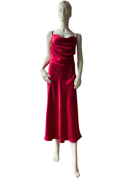 Pure Mulberry Silk Slip Dress with Cowl Neck