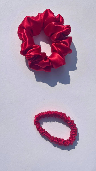 100% Mulberry silk scrunchie XS  Mini and M  size hair ties SETS