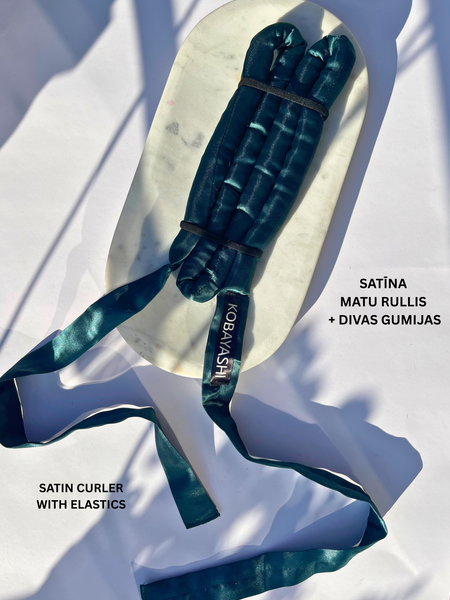 SATIN Classic Small size Long Silk Heatless hair curler ribbon with ties,  Curling rod  for tight curls