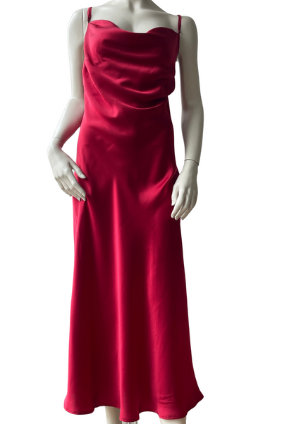 Pure Mulberry Silk Slip Dress with Cowl Neck