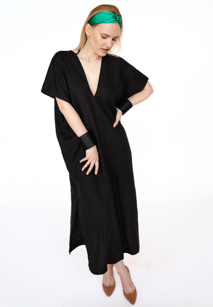 Linen Kaftan Dress/ one size/Zero Waste caftan