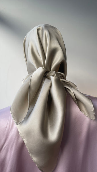 100% Mulberry Silk Square scarf - Gold