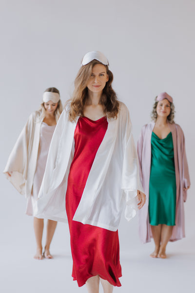 Pure Mulberry Silk Slip Dress with Cowl Neck