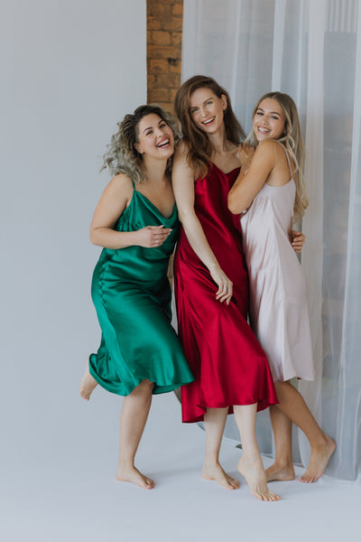 Pure Mulberry Silk Slip Dress with Cowl Neck