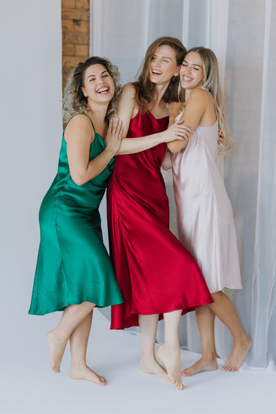 Pure Mulberry Silk Slip Dress with Cowl Neck