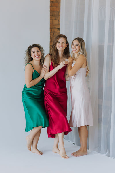 Pure Mulberry Silk Slip Dress with Cowl Neck
