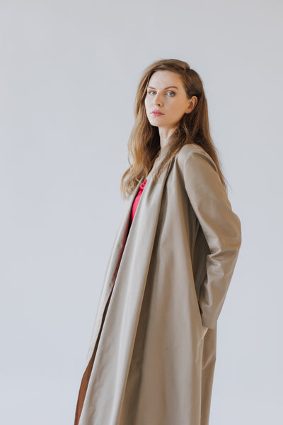 Beige Cotton Twill Trench Coat