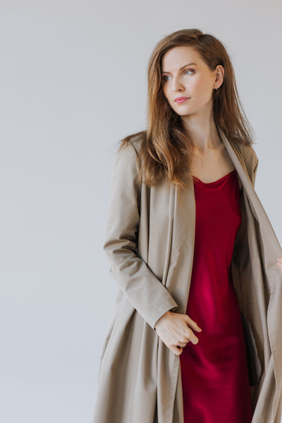 Beige Cotton Twill Trench Coat