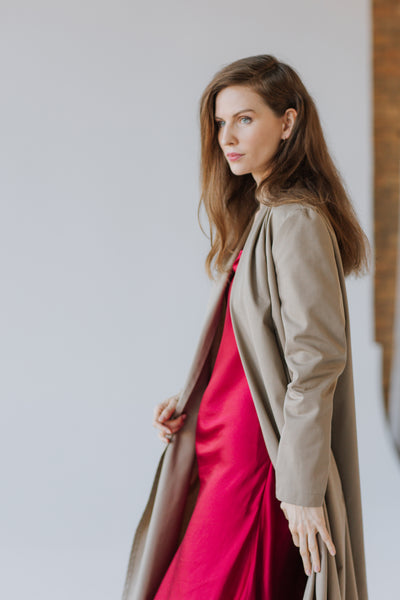 Beige Cotton Twill Trench Coat