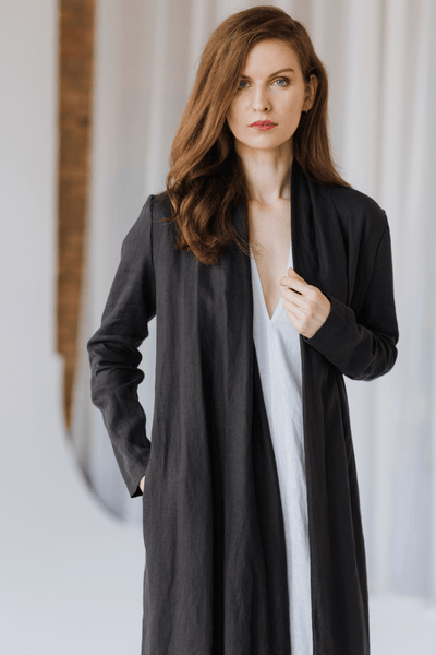 Minimalist Long Linen Jacket – Timeless Elegance in Every Thread
