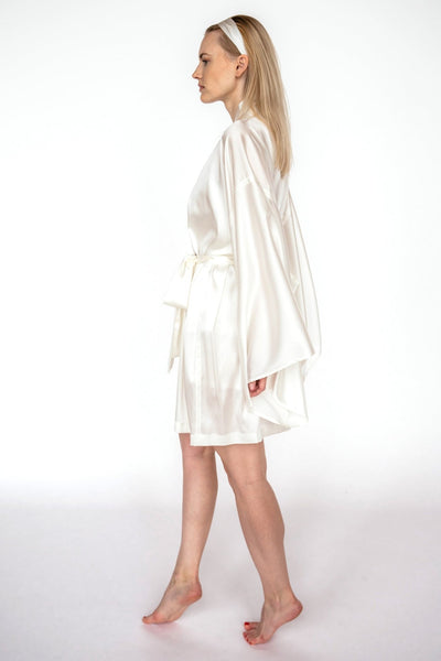 READY TO SHIP Ivory Mulberry silk kimono robe