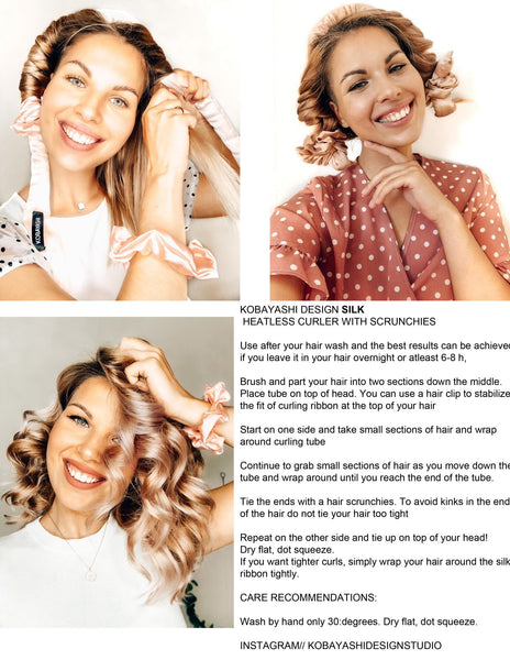 Large Pure Silk Heatless Hair Curler | Tie-Free Design